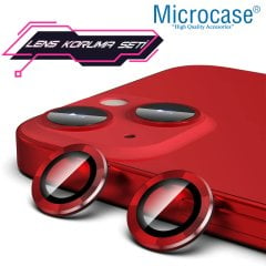 Microcase iPhone 13 Kamera Camı Lens Koruyucu Halka Set - Kırmızı