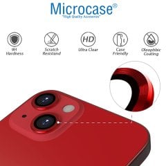 Microcase iPhone 13 Kamera Camı Lens Koruyucu Halka Set - Kırmızı