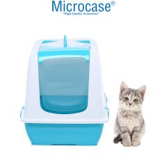 Microcase Kapalı Tasarım Evcil Kedi Tuvaleti - Turkuaz AL3262