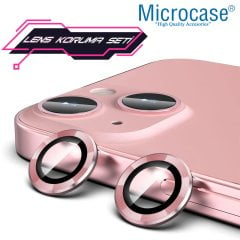 Microcase iPhone 13 Kamera Camı Lens Koruyucu Halka Set - Pembe