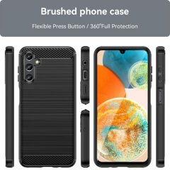 Microcase Samsung Galaxy A14 4G Brushed Carbon Fiber Silikon Kılıf - Siyah AL3332