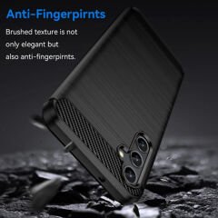 Microcase Samsung Galaxy A14 4G Brushed Carbon Fiber Silikon Kılıf - Siyah AL3332