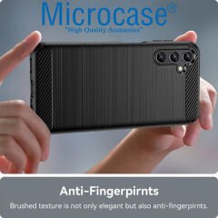 Microcase Samsung Galaxy A14 4G Brushed Carbon Fiber Silikon Kılıf - Siyah AL3332