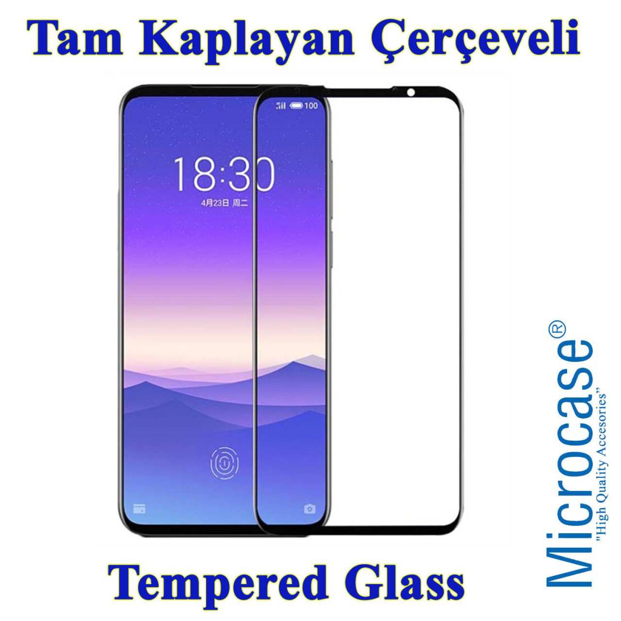 Meizu 16S Tam Kaplayan Çerçeveli Tempered Cam - Siyah