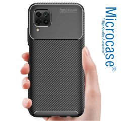 Microcase Huawei P40 Lite Pro Maxy Serisi Carbon Fiber Silikon TPU Kılıf - Siyah