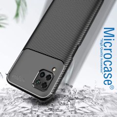 Microcase Huawei P40 Lite Pro Maxy Serisi Carbon Fiber Silikon TPU Kılıf - Siyah
