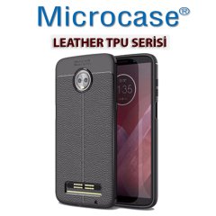 Microcase Motorola Moto Z3 Play Leather Tpu Silikon Kılıf + Cam