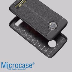 Microcase Motorola Moto Z3 Play Leather Tpu Silikon Kılıf + Cam