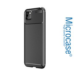 Microcase Huawei Y5P Maxy Serisi Carbon Fiber Silikon TPU Kılıf - Siyah