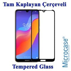 Huawei Enjoy 9E Tam Kaplayan Çerçeveli Tempered Cam - Siyah