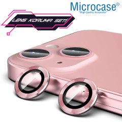 Microcase iPhone 13 mini Kamera Camı Lens Koruyucu Halka Set - Pembe