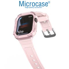 Microcase Apple Watch 38 mm - 40 mm - 41 mm Uyumlu Armor Sert Kılıf Korumalı Silikon Kordon Kayış - KY21-1