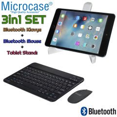 Microcase iPad Air 2 Bluetooth Klavye (TR Sticker) + Bluetooth Mouse + Tablet Standı - AL2765