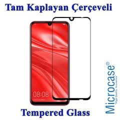 Huawei Enjoy 9S Tam Kaplayan Çerçeveli Tempered Cam - Siyah