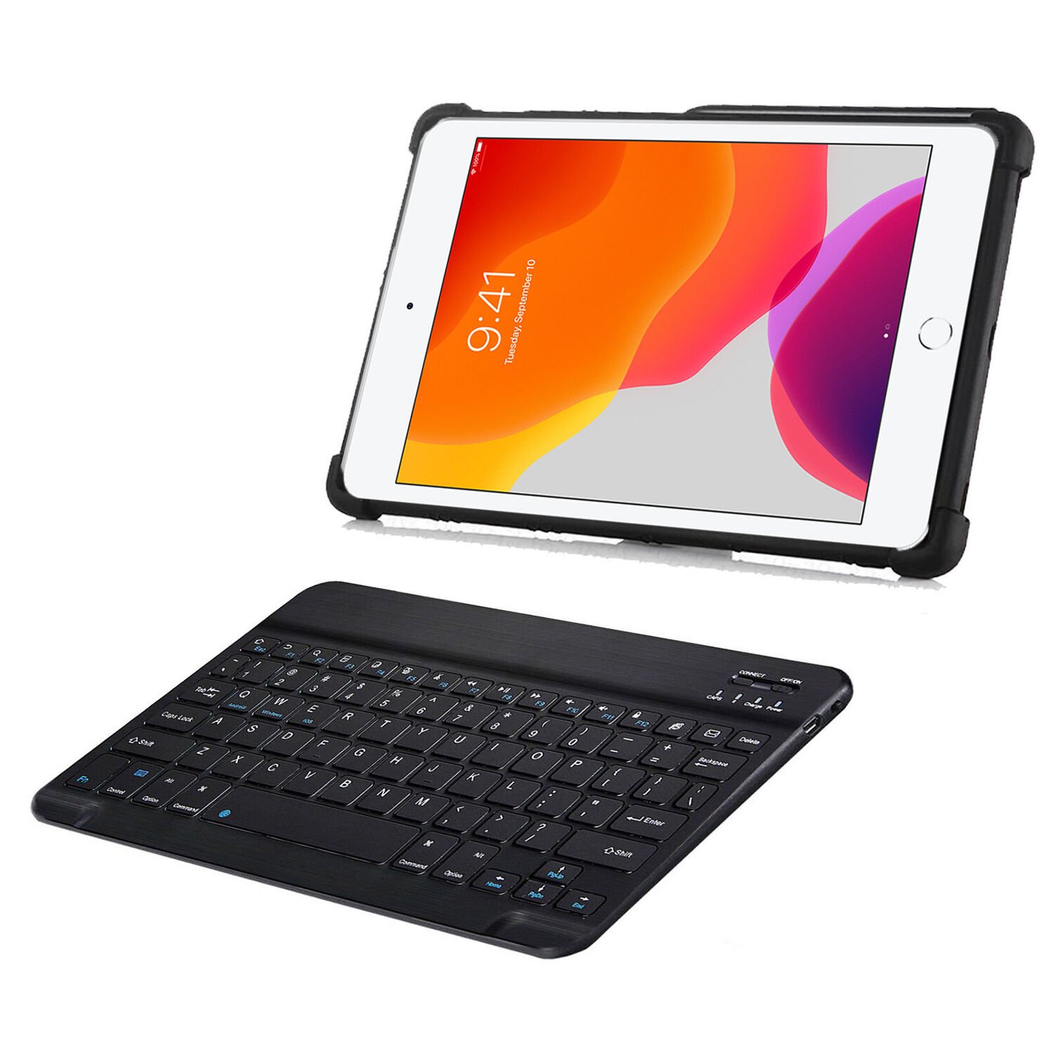 Microcase iPad 9.7 2018 2in1 Set Standlı Silikon Kılıf + Bluetooth Klavye - AL8107