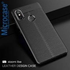 Microcase Xiaomi Mi 8 SE Leather Tpu Silikon Kılıf + Tempered Cam