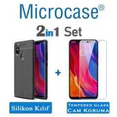 Microcase Xiaomi Mi 8 SE Leather Tpu Silikon Kılıf + Tempered Cam
