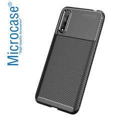 Microcase Huawei P Smart S - Y8P Maxy Serisi Carbon Fiber Silikon TPU Kılıf - Siyah