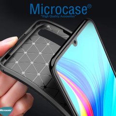 Microcase Huawei P Smart S - Y8P Maxy Serisi Carbon Fiber Silikon TPU Kılıf - Siyah