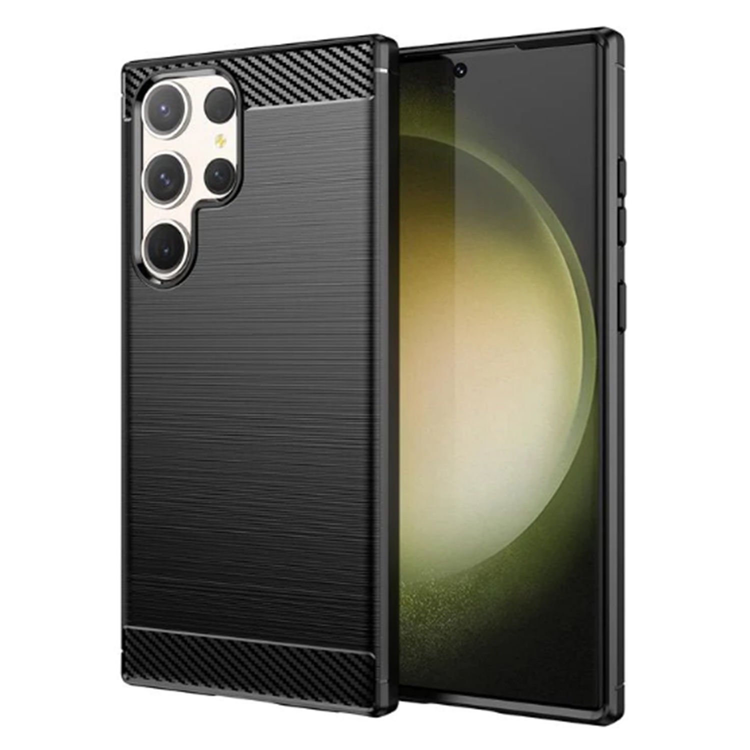 Microcase Samsung Galaxy S23 Ultra Brushed Carbon Fiber Silikon Kılıf - Siyah AL3332