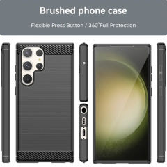 Microcase Samsung Galaxy S23 Ultra Brushed Carbon Fiber Silikon Kılıf - Siyah AL3332