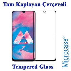 Samsung Galaxy M30 Tam Kaplayan Çerçeveli Tempered Cam - Siyah