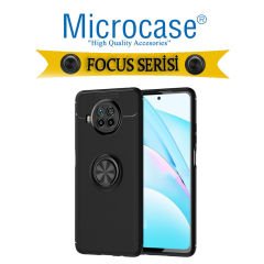 Microcase Xioami Mi 10i Focus Serisi Yüzük Standlı Silikon Kılıf - Siyah