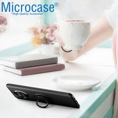 Microcase Xioami Mi 10i Focus Serisi Yüzük Standlı Silikon Kılıf - Siyah