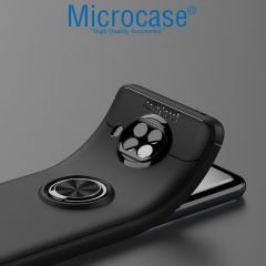 Microcase Xioami Mi 10i Focus Serisi Yüzük Standlı Silikon Kılıf - Siyah