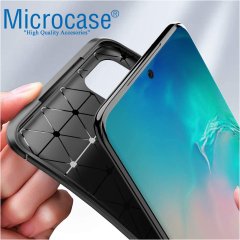 Microcase Samsung Galaxy S20 Maxy Serisi Carbon Fiber Silikon TPU Kılıf - Siyah
