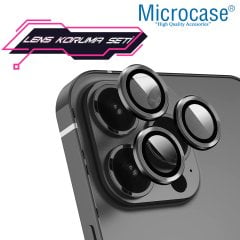 Microcase iPhone 13 Pro Kamera Camı Lens Koruyucu Halka Set - Siyah