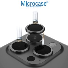 Microcase iPhone 13 Pro Kamera Camı Lens Koruyucu Halka Set - Siyah