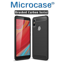 Microcase Xiaomi Redmi S2 Brushed CarbonFiberSilikonTPU Kılıf+CAM