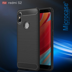 Microcase Xiaomi Redmi S2 Brushed CarbonFiberSilikonTPU Kılıf+CAM