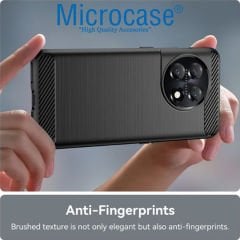 Microcase OnePlus 11 Global Brushed Carbon Fiber Silikon Kılıf - Siyah AL3332