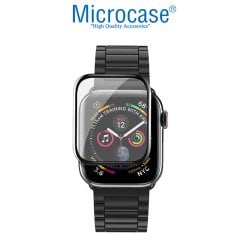 Microcase Apple Watch Seri 4 - 5 44 mm Tam Kaplayan Kavisli Ekran Koruyucu 3D Pet Film - Siyah