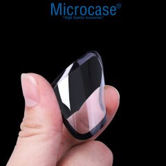 Microcase Apple Watch Seri 4 - 5 44 mm Tam Kaplayan Kavisli Ekran Koruyucu 3D Pet Film - Siyah
