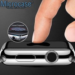 Microcase Apple Watch Seri 4 - 5 44 mm Tam Kaplayan Kavisli Ekran Koruyucu 3D Pet Film - Siyah