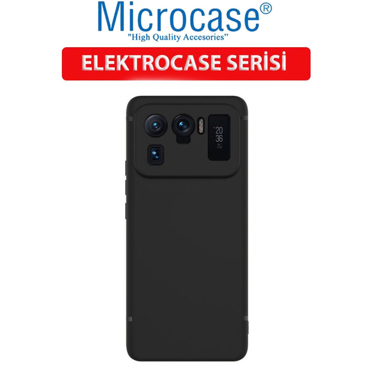 Microcase Xiaomi Mi 11 Ultra Elektrocase Serisi Kamera Korumalı Silikon Kılıf - Siyah