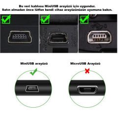 Microcase Mini USB Data Şarj Kablosu Kamera Mp3 Mp4 Ps3 Radyo Navigasyon Şarj Kablosu Piramit Uç 50CM AL4781
