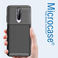 Microcase Xiaomi Redmi K30 Maxy Serisi Carbon Fiber Silikon TPU Kılıf - Siyah