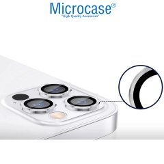 Microcase iPhone 13 Pro Kamera Camı Lens Koruyucu Halka Set - Gümüş