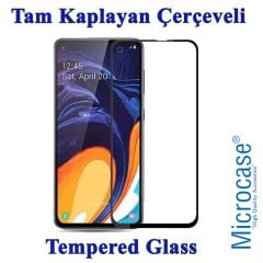 Samsung Galaxy A60 Tam Kaplayan Çerçeveli Tempered Cam - Siyah