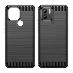 Microcase Xiaomi Poco C50/Redmi A1 Plus Brushed Carbon Fiber Silikon Kılıf - Siyah AL3332