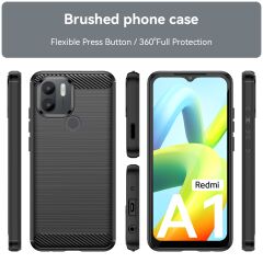 Microcase Xiaomi Poco C50/Redmi A1 Plus Brushed Carbon Fiber Silikon Kılıf - Siyah AL3332