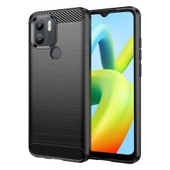 Microcase Xiaomi Poco C50/Redmi A1 Plus Brushed Carbon Fiber Silikon Kılıf - Siyah AL3332