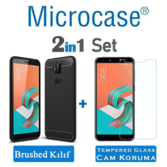 Zenfone 5 Lite ZC600KL Brushed Carbon Fiber Silikon TPU Kılıf+CAM