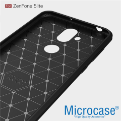 Zenfone 5 Lite ZC600KL Brushed Carbon Fiber Silikon TPU Kılıf+CAM