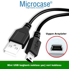 Microcase Mini USB Data Şarj Kablosu Kamera Mp3 Mp4 Ps3 Radyo Navigasyon Şarj Kablosu Piramit Uç 100CM AL4782