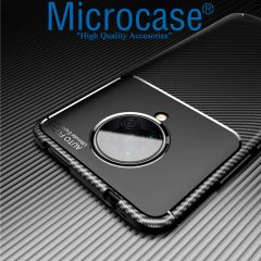 Microcase Xiaomi Redmi K30 Pro Maxy Serisi Carbon Fiber Silikon TPU Kılıf - Siyah